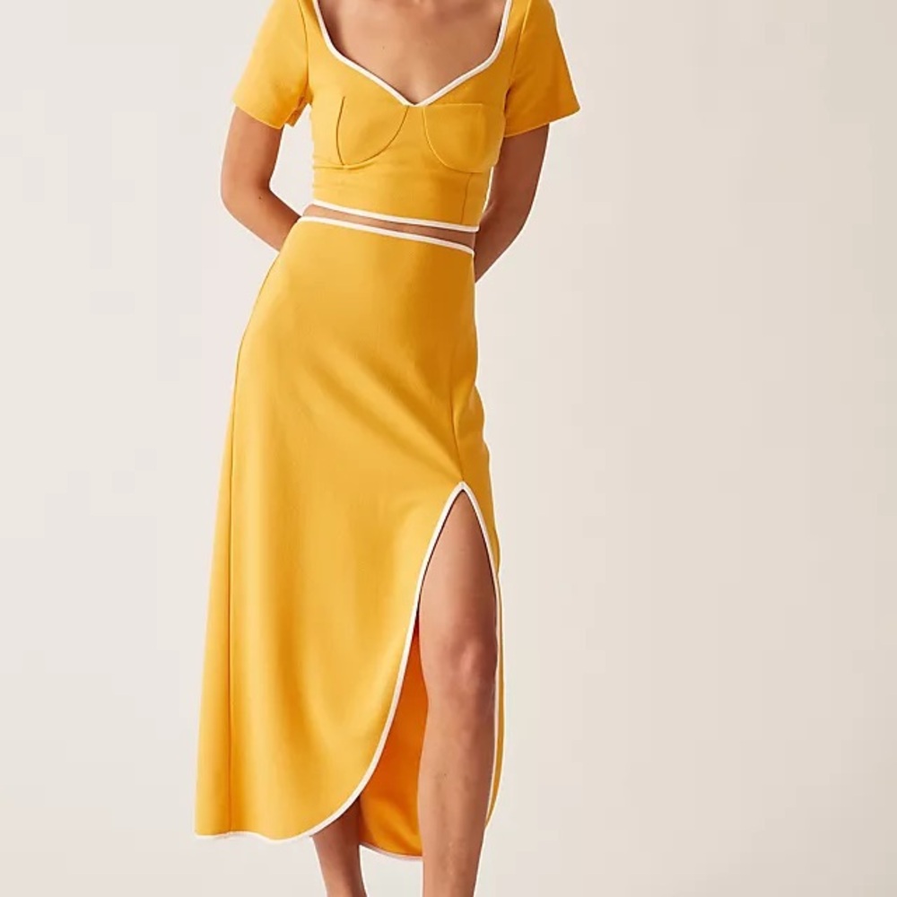 Maeve Anthropologie Textured Crop Top & Midi Set